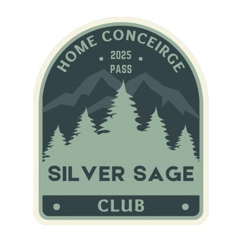 Badge for Silver Sage Home Concierge Club 2025 Pass with mountain and tree design.
