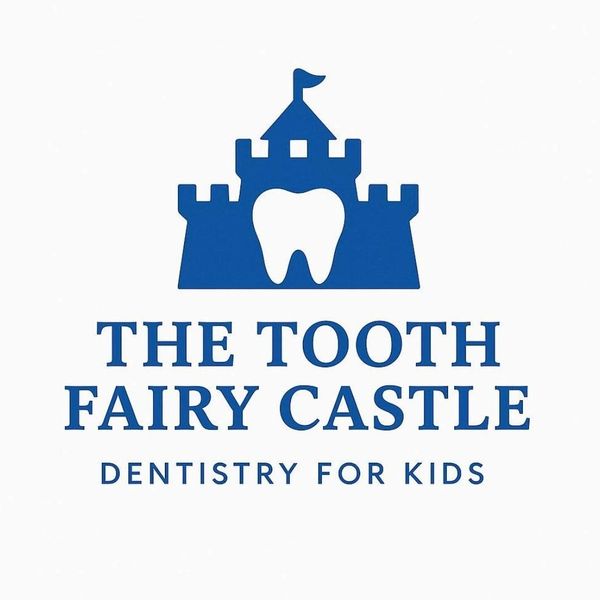 Logo for a kids' dental clinic with a castle and tooth.