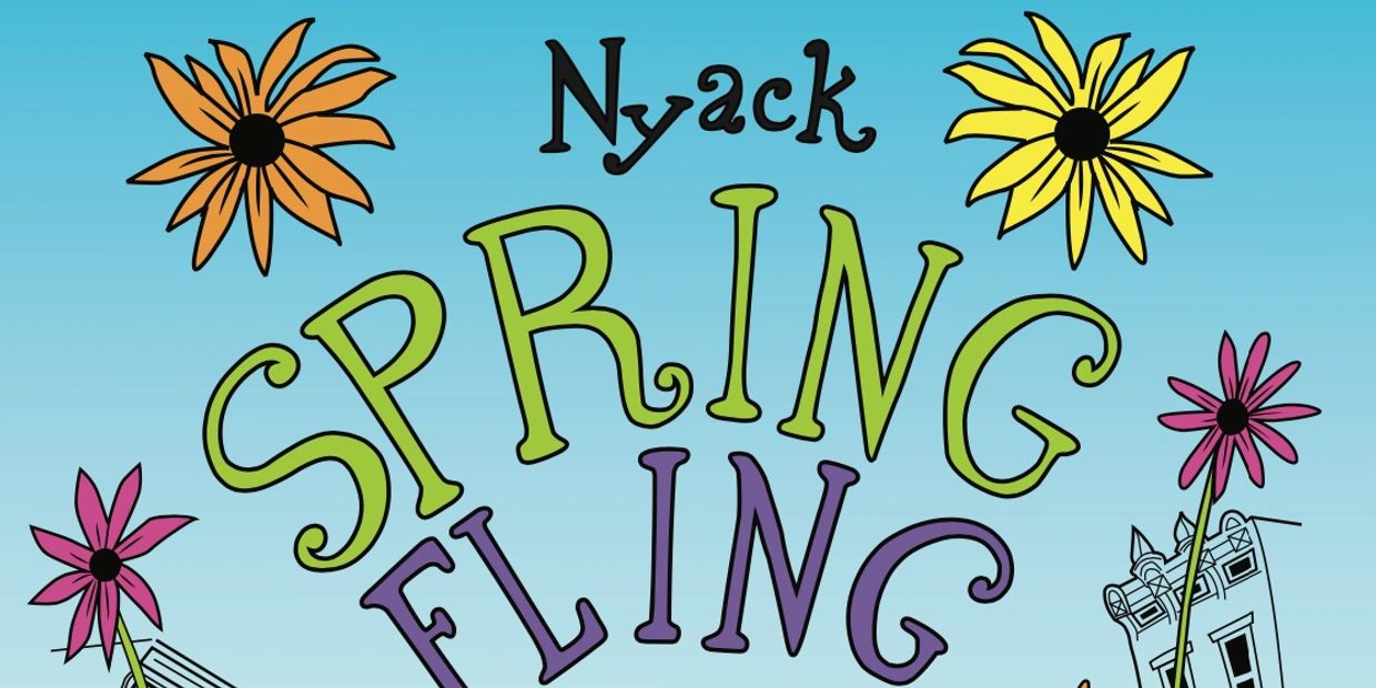 Colorful spring-themed graphic for Nyack Spring Fling event.