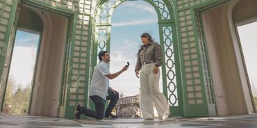 a couple in an engagement photo shoot
