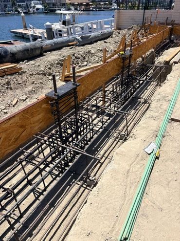 HFX Hardi Frame System with steel reinforcement and wood formwork prepared for a concrete pour besid