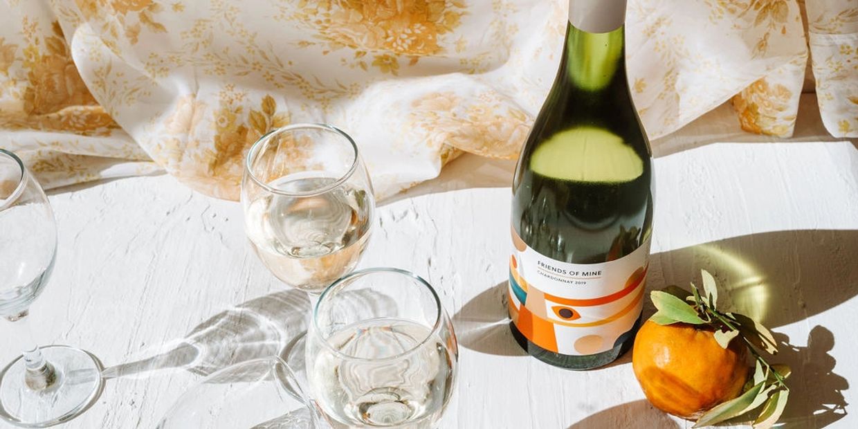 Friends of Mine Chardonnay on the table