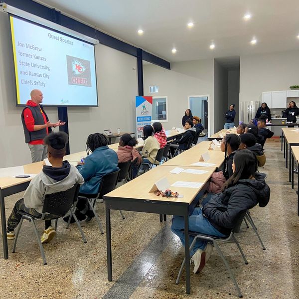Former KC Chiefs player, Jon McGraw speaking to our teens