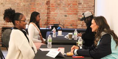 Teens interviewing during Mock Interview Day