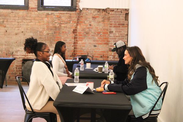 Teens and volunteers interviewing during our Mock Interview Day