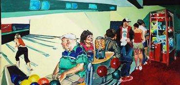 Naomi Tomkys
Oil painting bowling