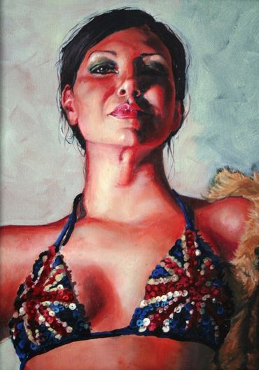 Naomi Tomkys
Oil painting of girl in bikini