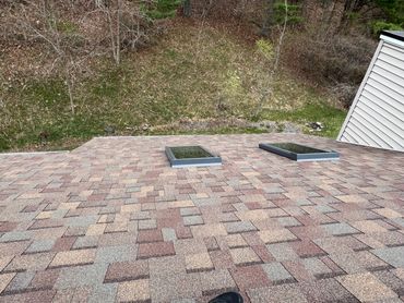 Shingle roof with skylights