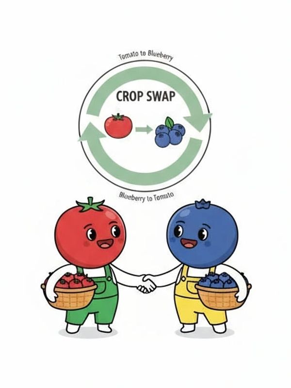 Two gardeners are trading produce.