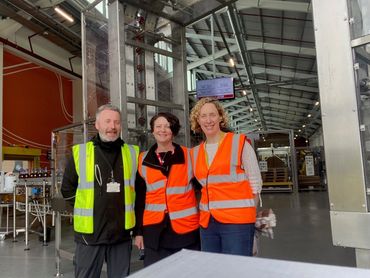 Anne with John Lindsay & Gillian MAcdonald from Glenmorangie's packaging plant in Edinburgh Scotland