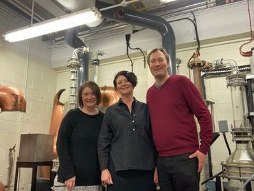 Anne with Professor Annie Hill and Matthew Pauley at Heriot Watt University, Edinburgh, Scotland