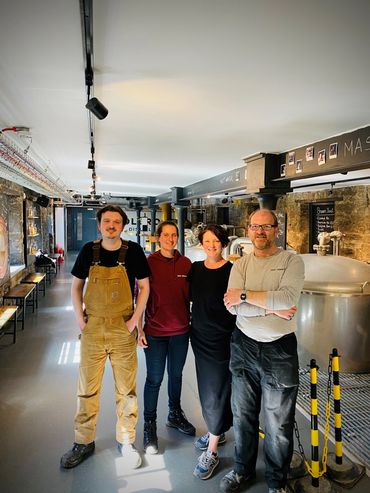Elliot, Victoria and Chris with Anne at Holyrood Distillery, Edinburgh Scotland