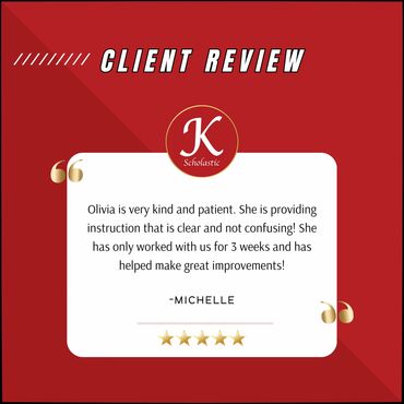 Client review praising Michelle understanding and encouragement with a 5-star rating.