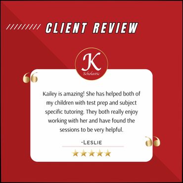 Client review praising Leslie understanding and encouragement with a 5-star rating.