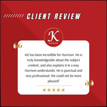 Client review praising and understanding and encouragement with a 5-star rating.