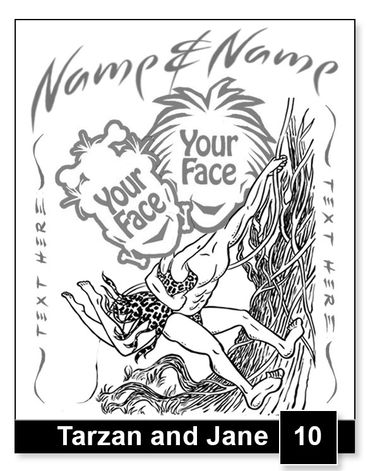Tarzan and Jane semi-custom caricature by Kenn White at executivecaricature.com