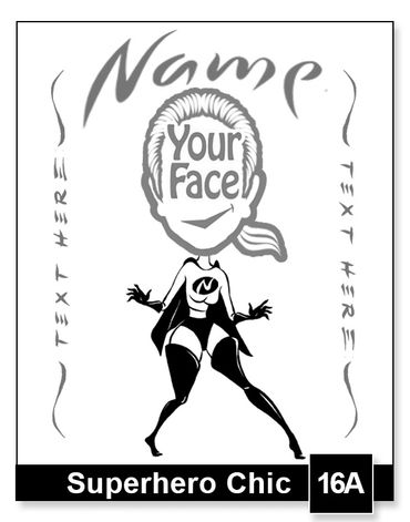 Super Hero Chic semi-custom caricature by Kenn White at executivecaricature.com