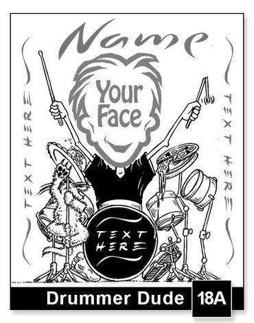 Garage Band Drummer Dude semi-custom caricature by Kenn White at executivecaricature.com