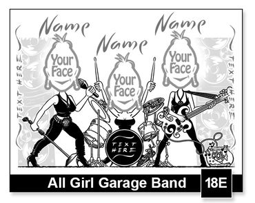 All Girl Garage Band semi-custom caricature by Kenn White at executivecaricature.com