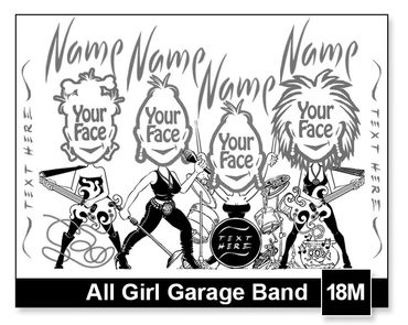 4 Girl Garage Band semi-custom caricature by Kenn White at executivecaricature.com