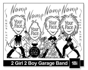 2 Girl 2 Boy Garage Band semi-custom caricature by Kenn White at executivecaricature.com