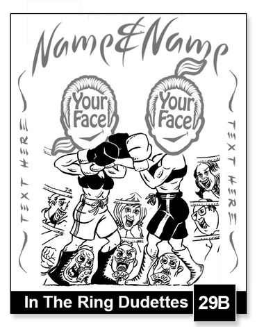 In The Ring boxing Chics semi-custom caricature by Kenn White at executivecaricature.com
