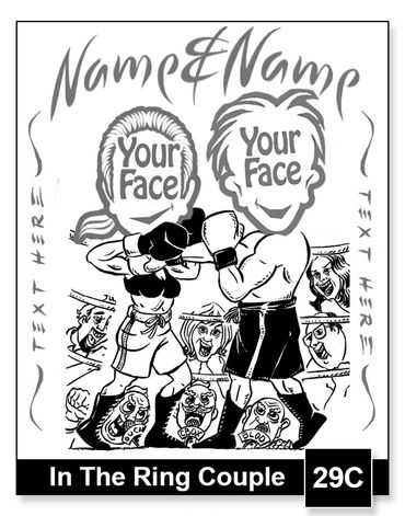 In The Ring boxing Couple semi-custom caricature by Kenn White at executivecaricature.com