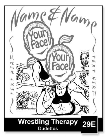 Wrestling Dudettes semi-custom caricature by Kenn White at executivecaricature.com