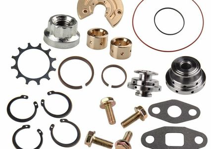 turbo rebuild kit, bearings, bolts, seals, gaskets, thrusts, snap rings, piston rings, shaft nuts.