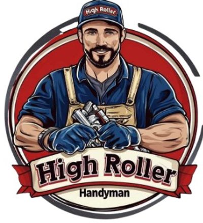 Illustration of a confident handyman holding tools with 'High Roller' text.