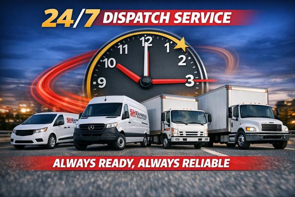 24/7 dispatch service with reliable delivery trucks and vans.