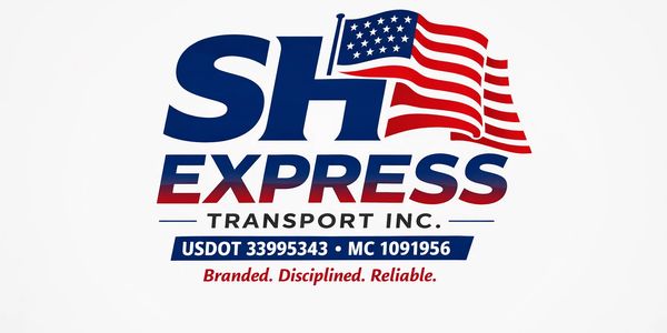 Logo of SH Express Transport Inc. with an American flag.