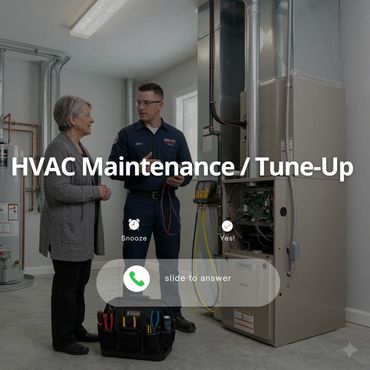 Technician talking to a woman during HVAC maintenance service.
