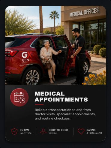 A elderly woman receives transportation assistance for medical appointments.
