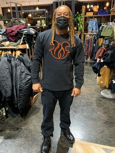 WF Logo Chenille Hoodless Sweatshirt w/ zippers.