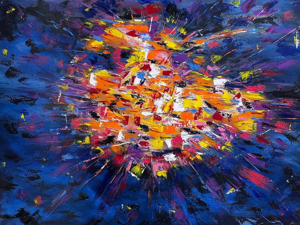THE BIG BANG.
This oil painting shows my interpretation of the early universe