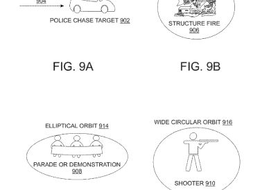 Diagrams of different emergency scenarios including police chase, fire, parade, and shooter.