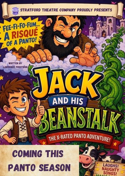 Colorful poster for Jack and His Beanstalk panto.