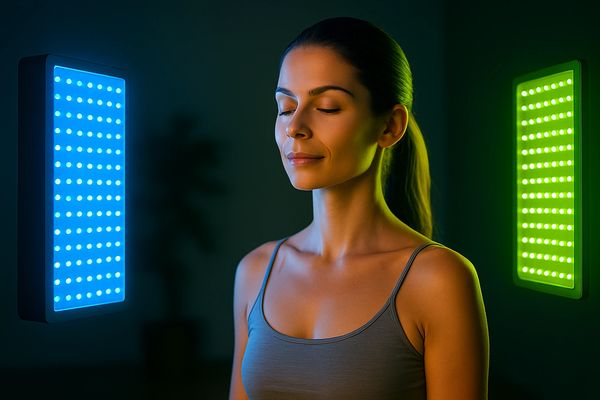 Blue & green light therapy promotes healing, reduces stress, restores balance for body and mind.