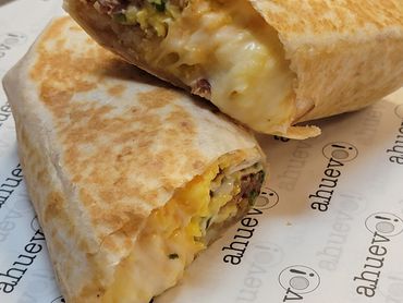 3 large scrambled eggs, Chihuahua cheese , in-house chipotle mayo, chopped cherry wood smoked bacon