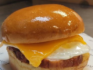 CANADIAN BACON , EGG AND CHEESE
   Canadian bacon , cage-free over easy large egg, cheddar cheese a