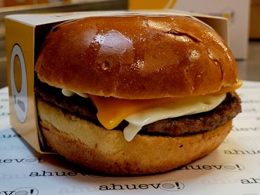 PORK SAUSAGE, EGG & CHEESE
 premium sausage, cage-free over easy large egg, cheddar cheese and