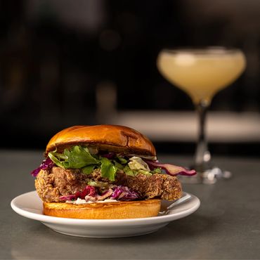 Fried Chicken Sandwich and Martini at Brick and Mortar