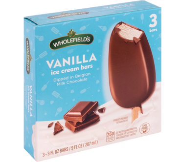 Vanilla ice cream covered with real Belgian chocolate ice cream bar novelty