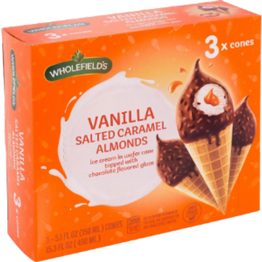 Vanilla ice cream covered with real Belgian chocolate and salted caramel almonds ice cream bar