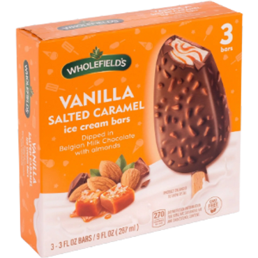 Vanilla salted caramel ice cream covered with real Belgian chocolate and almonds ice cream bar