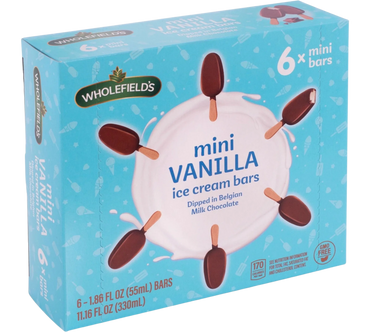 Vanilla ice cream covered with real Belgian chocolate mini ice cream bar