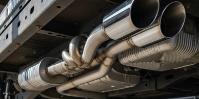 exhaust manifold, catalytic converter, muffler, tailpipe, O2 sensors, emissions