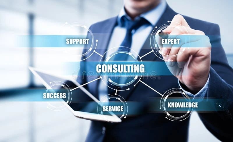 Businessman interacting with consulting concept on virtual screen.