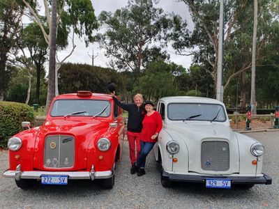 Skip and Rachel with 'Roger" and "Florence"
